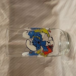 Vintage Brainy Smurf 1982 Hardee's Collectible Smurfs Glass